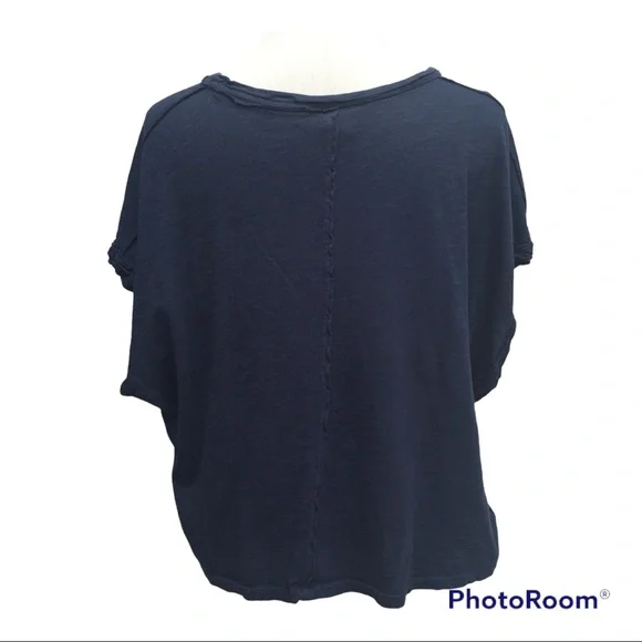 Free People We The Free Navy Boxy Tee Top Misses Size L - Picture 4 of 4
